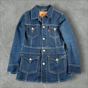 Vintage Levi’s Denim Jacket Womens‎ Medium Blue Y2K Type 1 Long Iconic Workwear